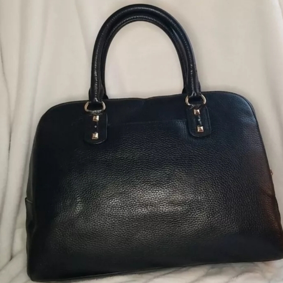 Michael Kors Black Leather Sandrine Gold Stud Satchel - Picture 2 of 16